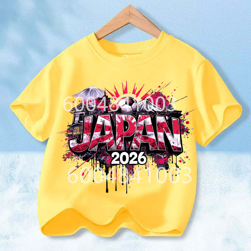 Japanese Flag Retro Style Graphic Children Shirt Kid Boys Girls Summer Polyester Short Sleeve Little Soccer Fan Casual Daily Wear