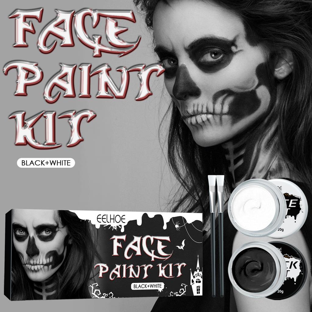 EELHOE Halloween black and white body painting body painting vampire zombie skull face makeup paint