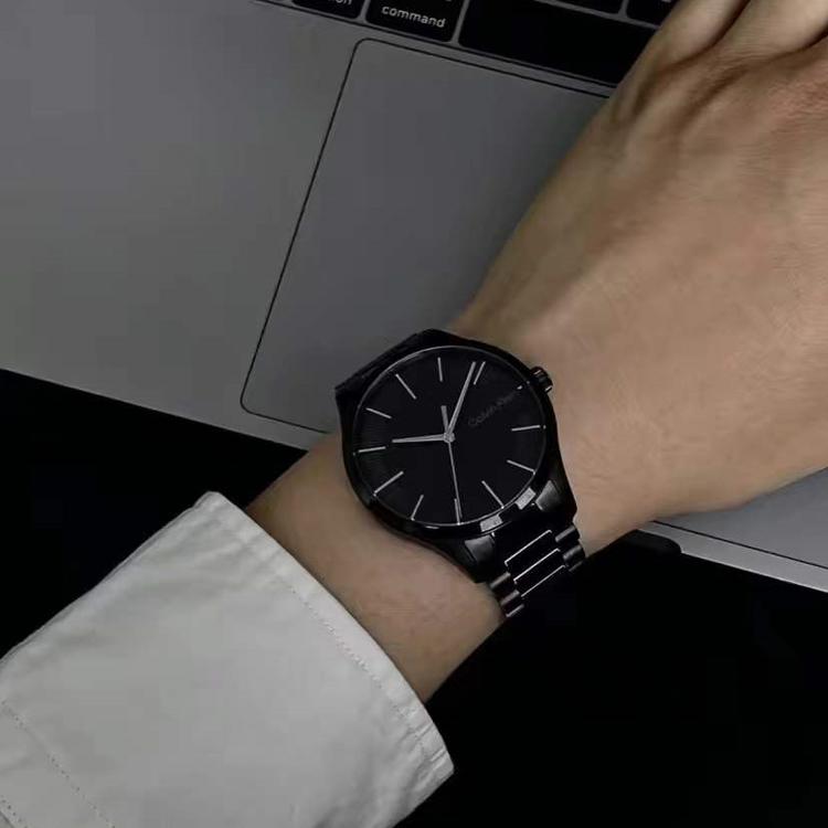 Calvin Klein Серия Iconic Logo Стальная Цепь Минималистичные Часы Кварцевый Механизм Черный Циферблат Мужские часы 25200040