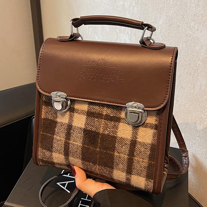 Niche Retro Fashion Plaid Backpack for Women Новая осенняя модная женская сумка Высококачественная сумка через плечо для женщин