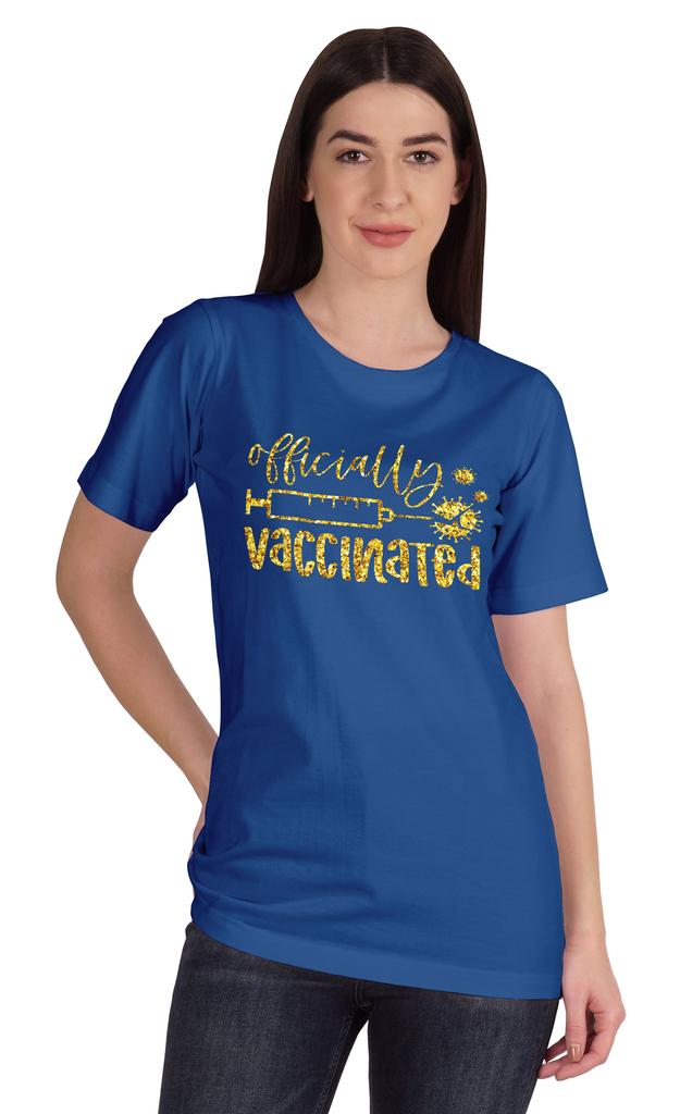 Inkmeso Officially Vaccinated T-shirt Tops For Women Graphic Crew Neck Tee