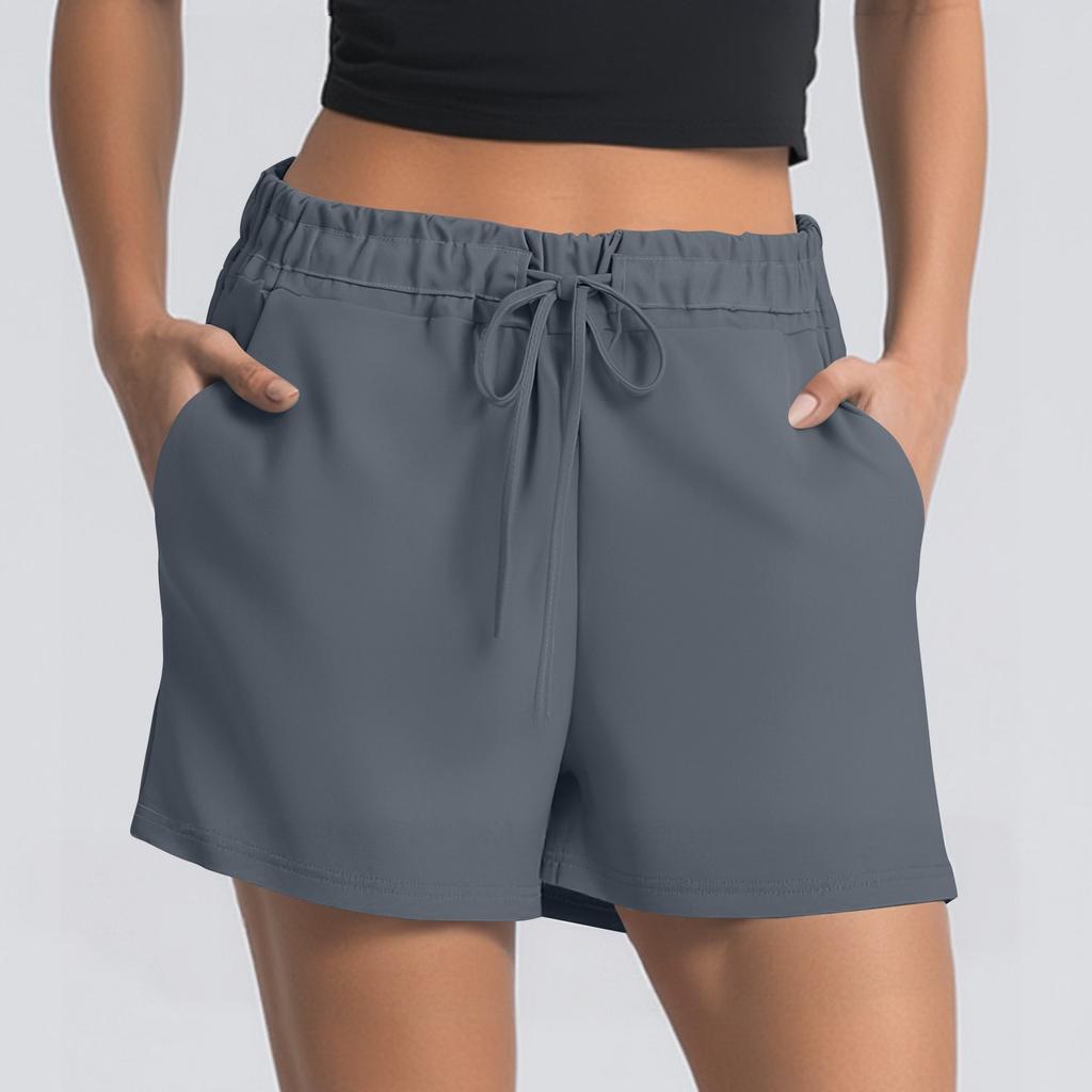 Women's Summer Drawstring Sports Shorts High Waist Casual Shorts With Pockets