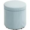 Round Storage Pouffe Upholstered in Corduroy with Stable Steel Structure and Soft Padding diameter 40x41 cm Light Blue