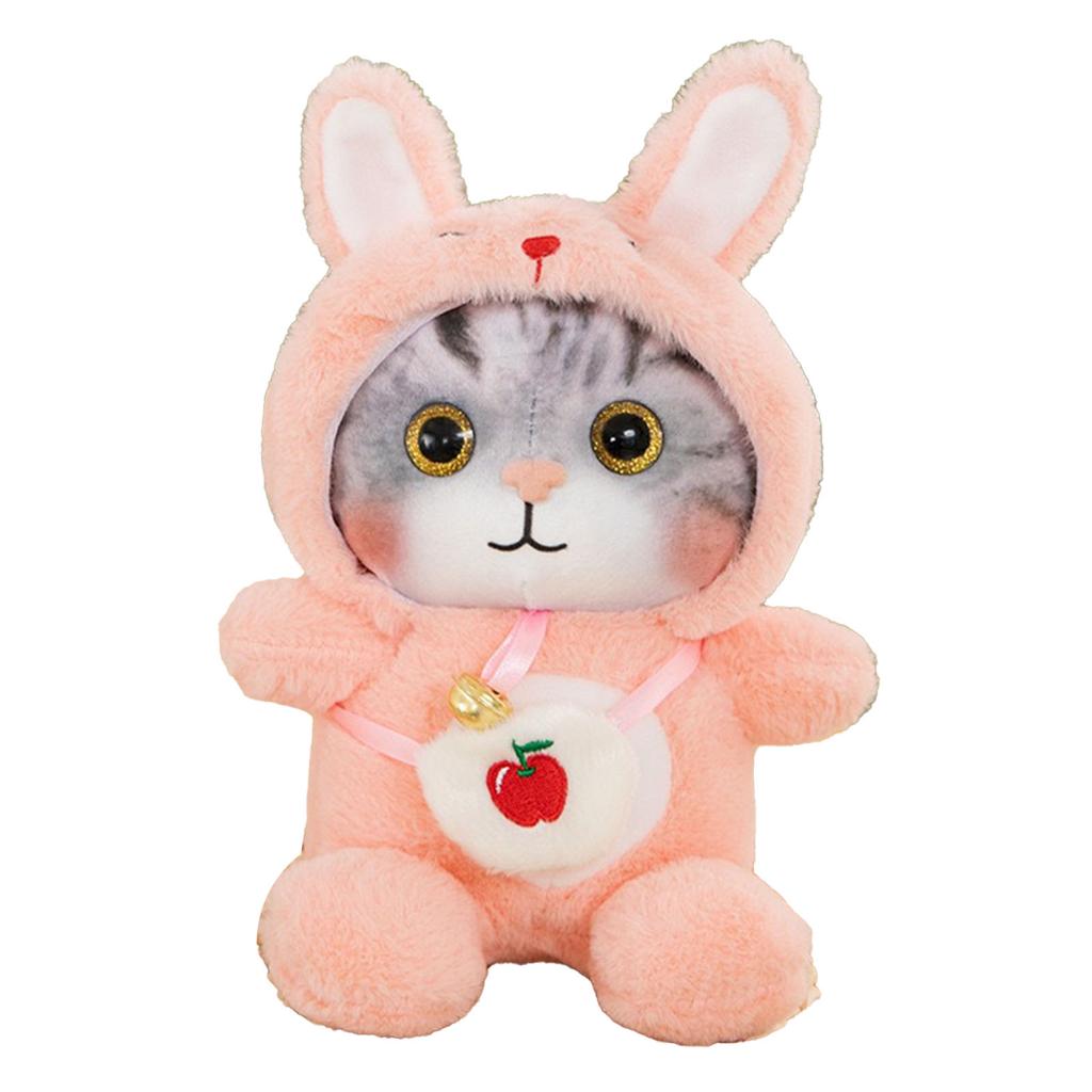 Cat Plush Toy Lovely Bell Soft Colorful Fuzzy Stuffed Cat Plush Toy for Children Birthday