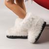 Fashion Faux Fur Warm Snow Boots Women 2024 Winter Non-Slip Thicken Plsuh Ankle Boots Woman White Round Toe Non-Slip Cotton-Padded Shoes