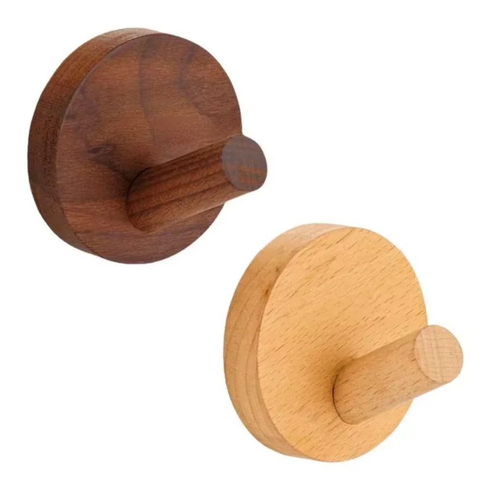 4pcs Solid Wood Wood Hook Beech Walnut Wood Wall Hook Robe Hook Towel Hook Clothes Storage