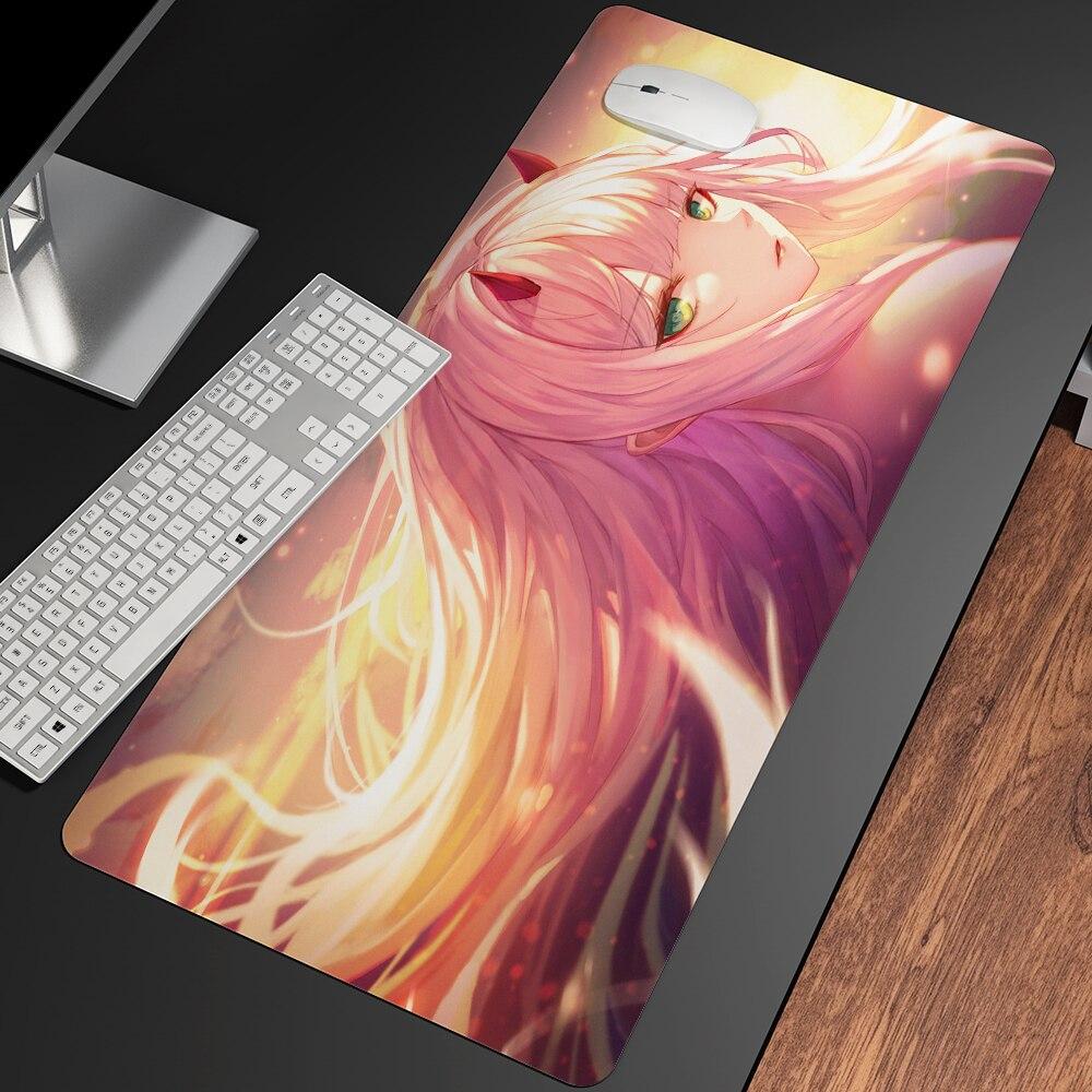Сексуальный аниме «Дорогая в FranXX», офисные мыши, геймерские мягкие коврики для мыши с запирающимся краем, большой коврик для мыши, мультяшные офисные коврики для клавиатуры