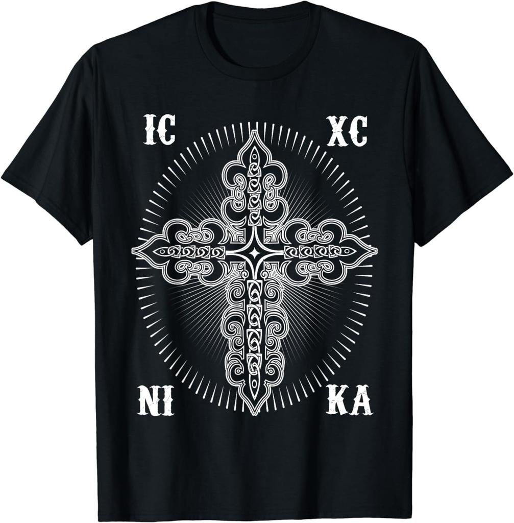 Новая Лимитированная IC XC NIKA Крест-Монограмма Православная Христианская Футболка Сделано в США
