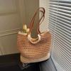 Large Capacity Hand-woven Bag Women's New Versatile Straw Woven Bag Leisure Vacation Shoulder Beach Tote Bag