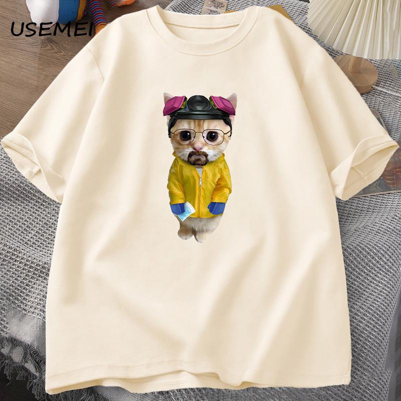 Футболка Walter White Kitty Walter White Heisenberg, мужская хлопковая футболка с котом и короткими рукавами, забавная футболка, мужские хлопковые мужские топы