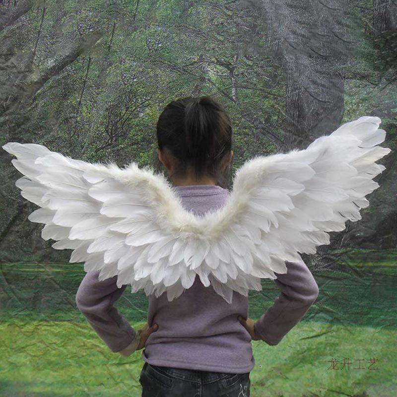 Swallow Shape White Angel Feather Wings With Elastic Straps For Kids Party Decor