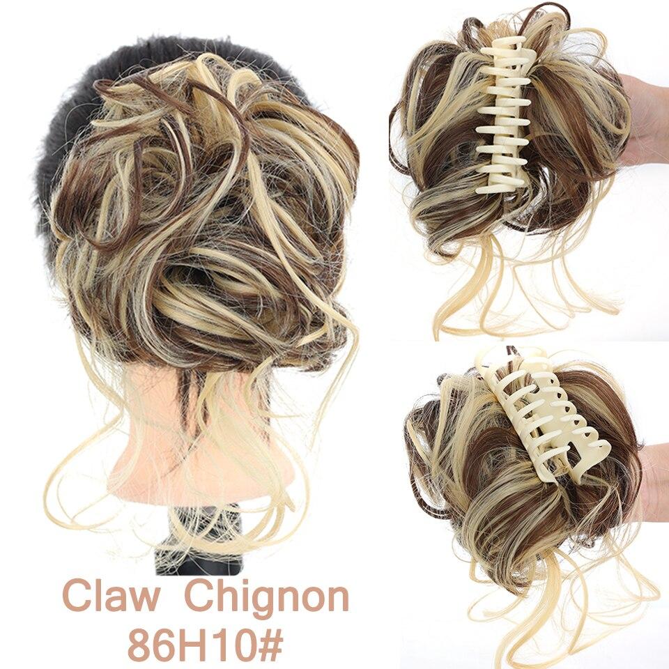 LUPU Synthetic Chignon Messy Curly Claw Hair Bun Scrunchy Fake False Hair Band Tail for Women Hairpieces Blonde Black Brown