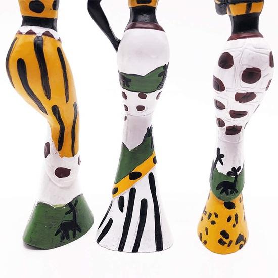 Уникальный домашний декор ручной работы с красивой отделкой, набор из 3 предметов искусства для женщин африканских племен, разноцветных