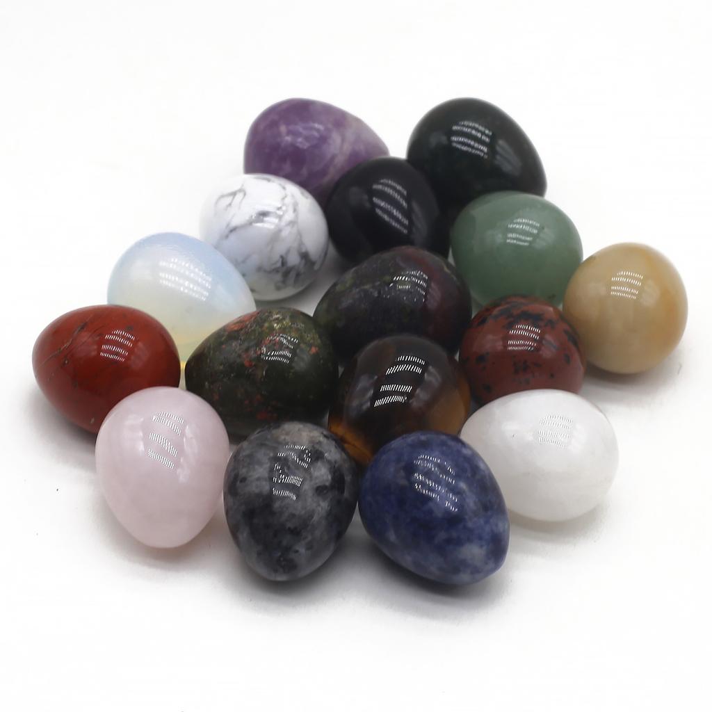 Natural Stone Ornament Egg Shape Crystal Rose Quartz Amethyst Agate Sodalite Opal Yellow Jade Home Decoration Decor Jewelry 17×22 Mm