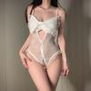 Sexy perspective French erotic lingerie women's bow lace perspective seduction pure desire onesie set
