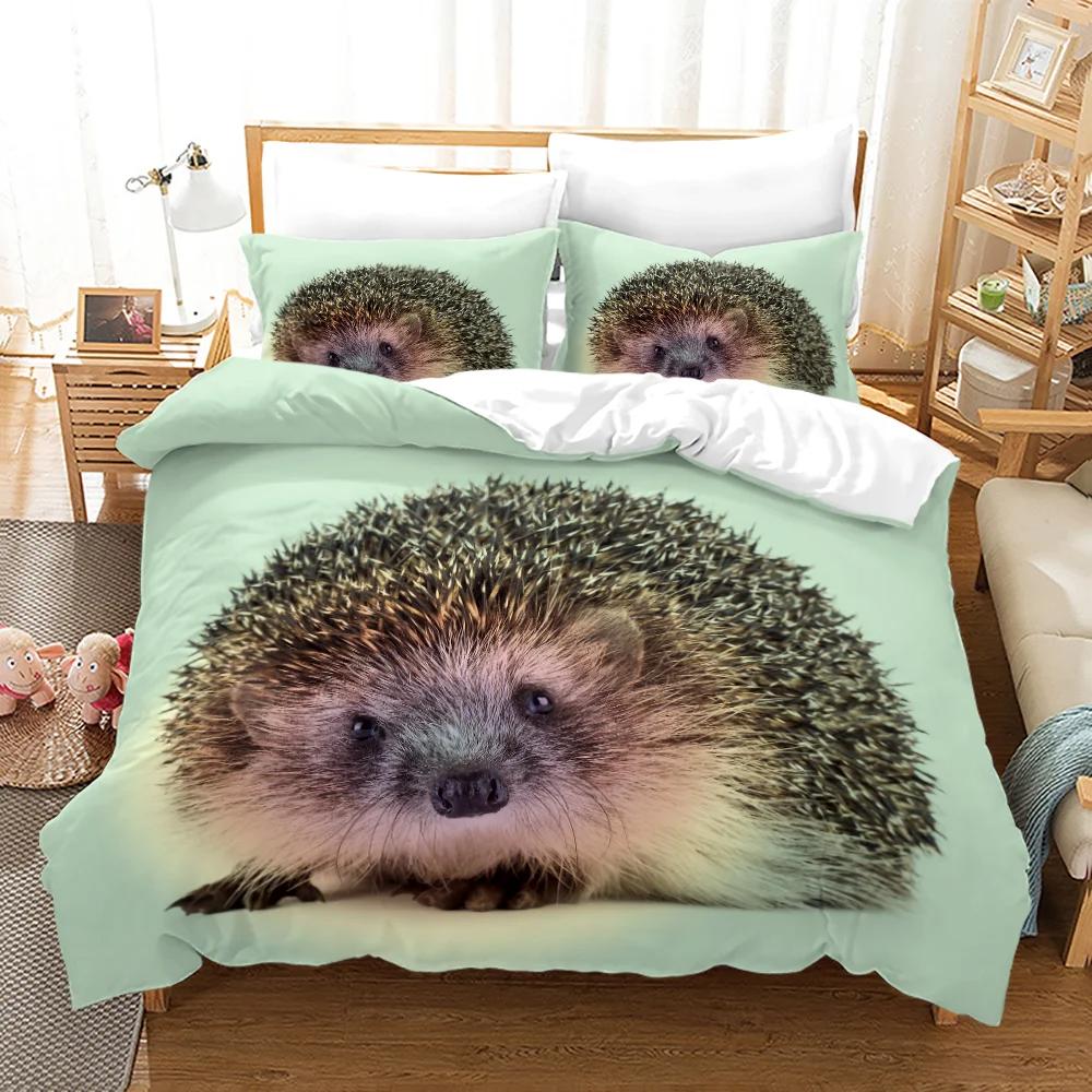 Комплект постельного белья с изображением 3D ёжика, комплект постельного белья Queen, мягкий комплект постельного белья, покрывало и наволочки для спальни Queen, детский домашний текстиль