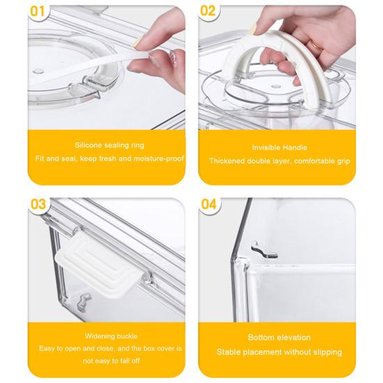 Ящик для хранения в холодильнике с крышкой, пищевой прозрачный дизайн с видимой ручкой, портативная коробка для закусок, разделенный сервировочный поднос