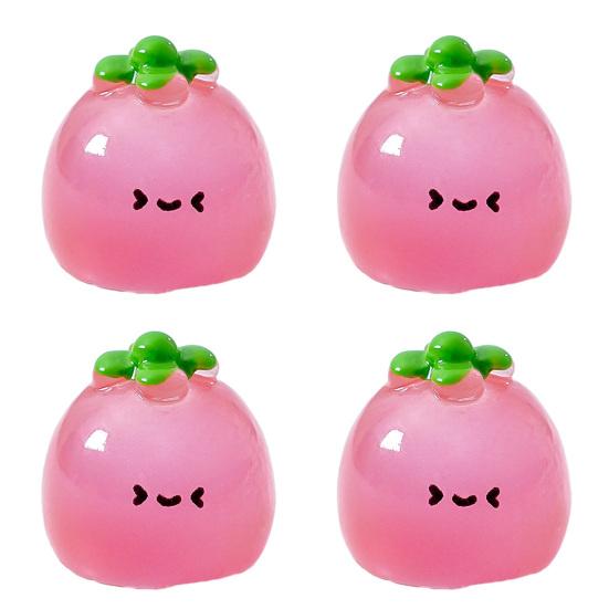 4Pcs Mini Resin Vegetable Figurines Cute Car Dashboard Decor, Adhesive Mounted Resin Car Interior Decorations for Women, Mini Dashboard Ornaments