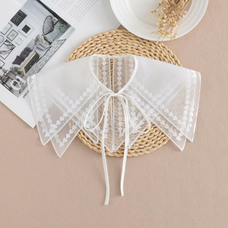 Lace Fake Collar Women Detachable Collars For Women False Collar Embroidery Floral Lolita Lapel Half Shirt Shawl Wrap Decoration