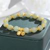 Women Bracelet with Elastic Cord Glazed Beads Lotus Flower Pendant Good Luck Contrast