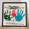 DIY Handprint Keepsake for Dad Best Dad Ever Wooden Plaque Desk Father And Kids Hands Down Sign for Daddy Papa Grandpa from Daughter Son Father's Day