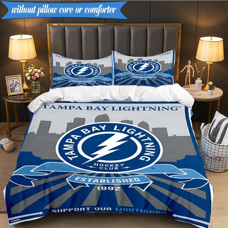 3PCS Tampa Lightning Logo Bedding Set,Including 1pc Duvet Cover And 2pcs Pillowcases Perfect for Bedroom, Dormitory, Fan Christmas gift