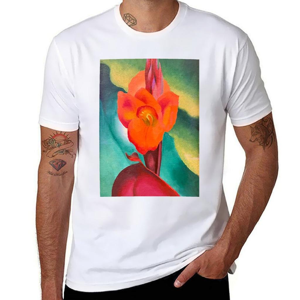 Red Canna By Georgia Okeeffe Tshirt Retro Graphic Print Tshirt