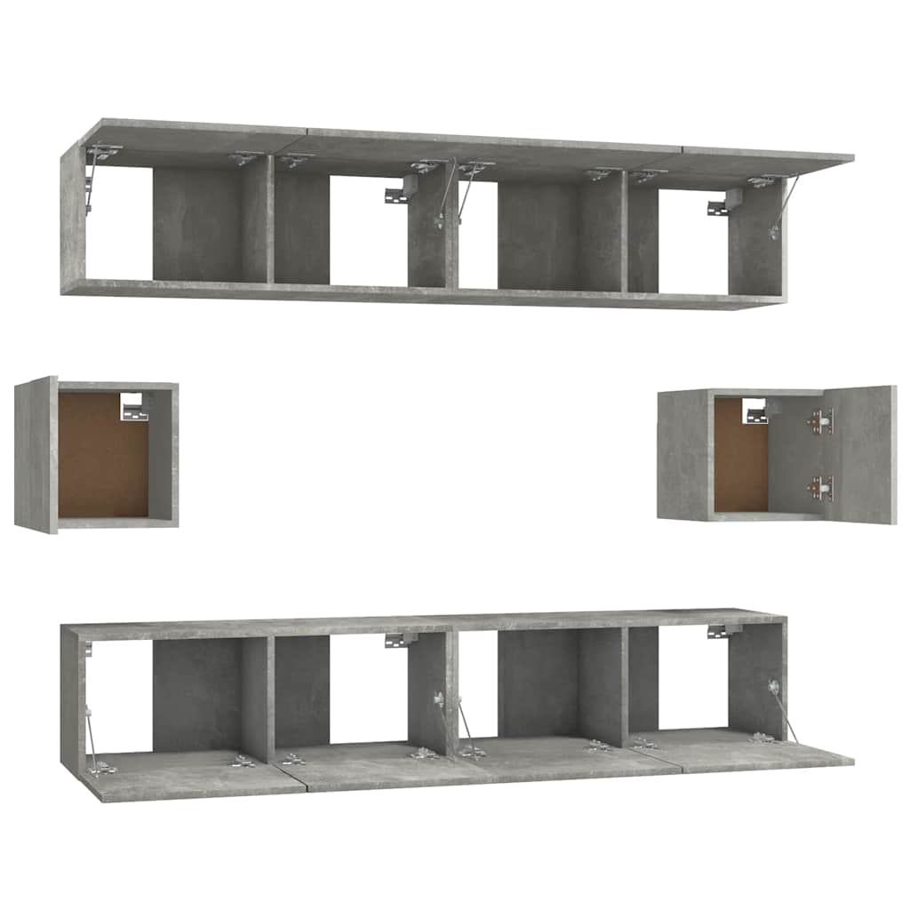 vidaXL 6-tlg. TV-Schrank-Set Betongrau Holzwerkstoff