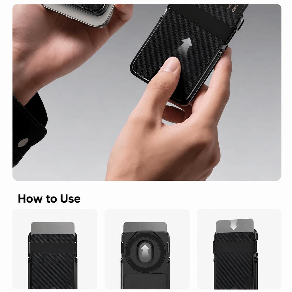 Carbon Fiber Texture Magnetic Phone Holder Foldable Phone Card Stand Mobile Phone