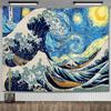 Кацусика Хокусай Звездная ночь Картины Ван Гога Настенный гобелен Канагава Большая волна Гобелены Декор комнаты Эстетические постеры для общежития