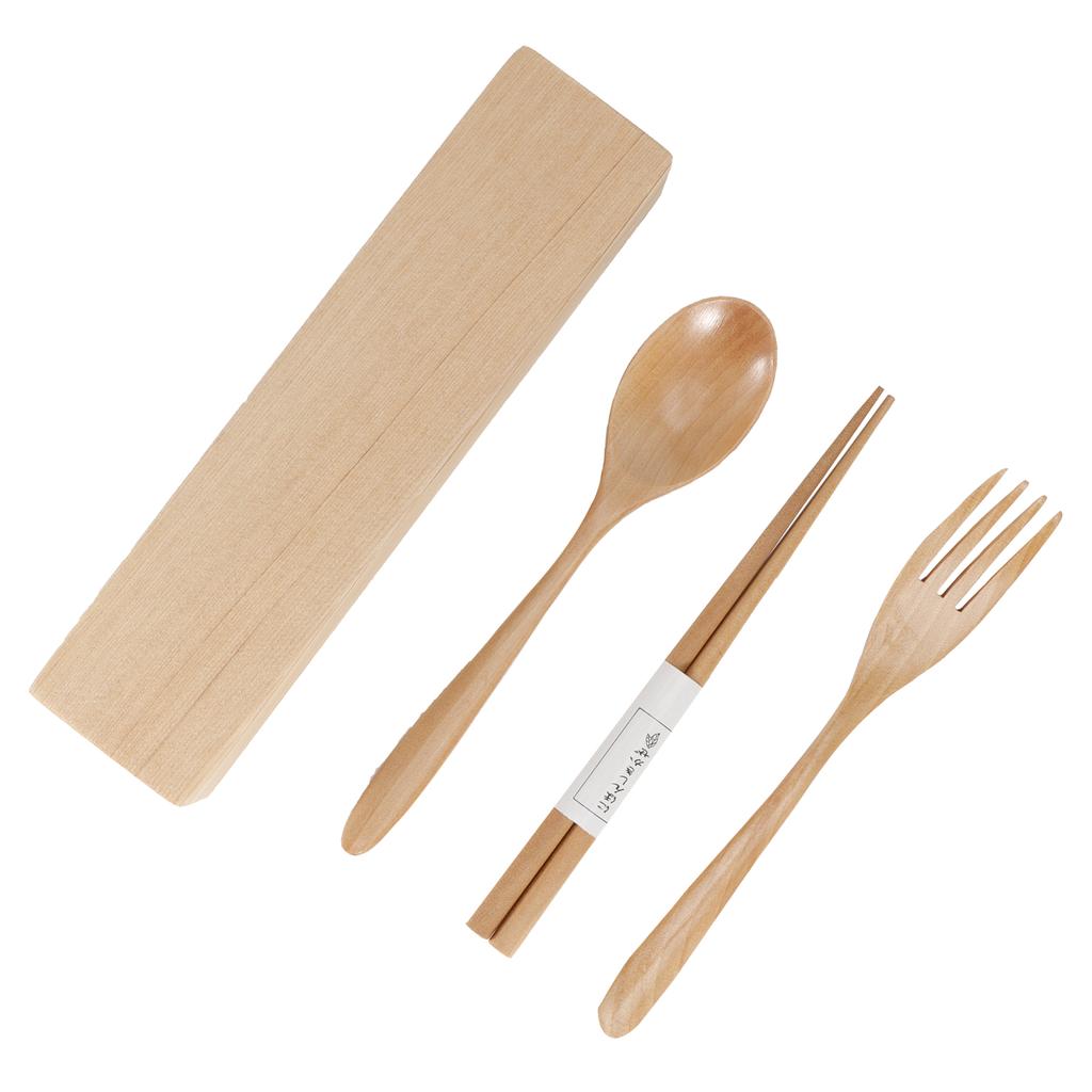 Портативный набор столовых приборов Деревянные палочки для еды Вилка Ложка Набор столовых приборов для дома и путешествий