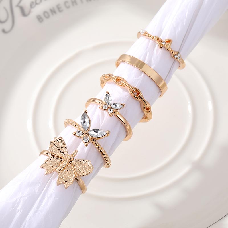 Женское кольцо Кольцо-бабочка Модное элегантное индивидуальное сочетание милых комплектов ювелирных изделий