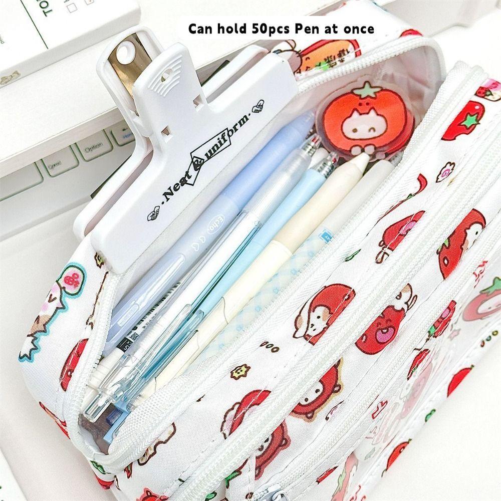 Multilayer Pencil Case Flip Design Stationery Storing Bag Durable Stationery Organizer Gift