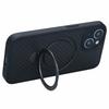 Чехол для iPhone 15 из ТПУ+ПК с текстурой под карбон, с поворотной магнитной подставкой
