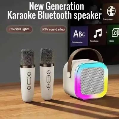 Bluetooth K12 Караоке-машина Портативная акустическая система 5,3 PA с 1-2 беспроводными микрофонами Домашнее семейное пение Детский подарок