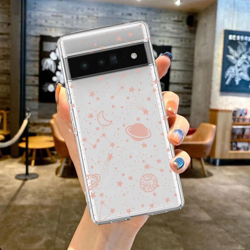 Чехол для телефона Космическая Планета Звезда Вселенная Для Google Pixel 9 Pro XL 7A 6 6A 7 8 Pro INS Корейский Мультфильм Прозрачная Задняя Крышка Fundas