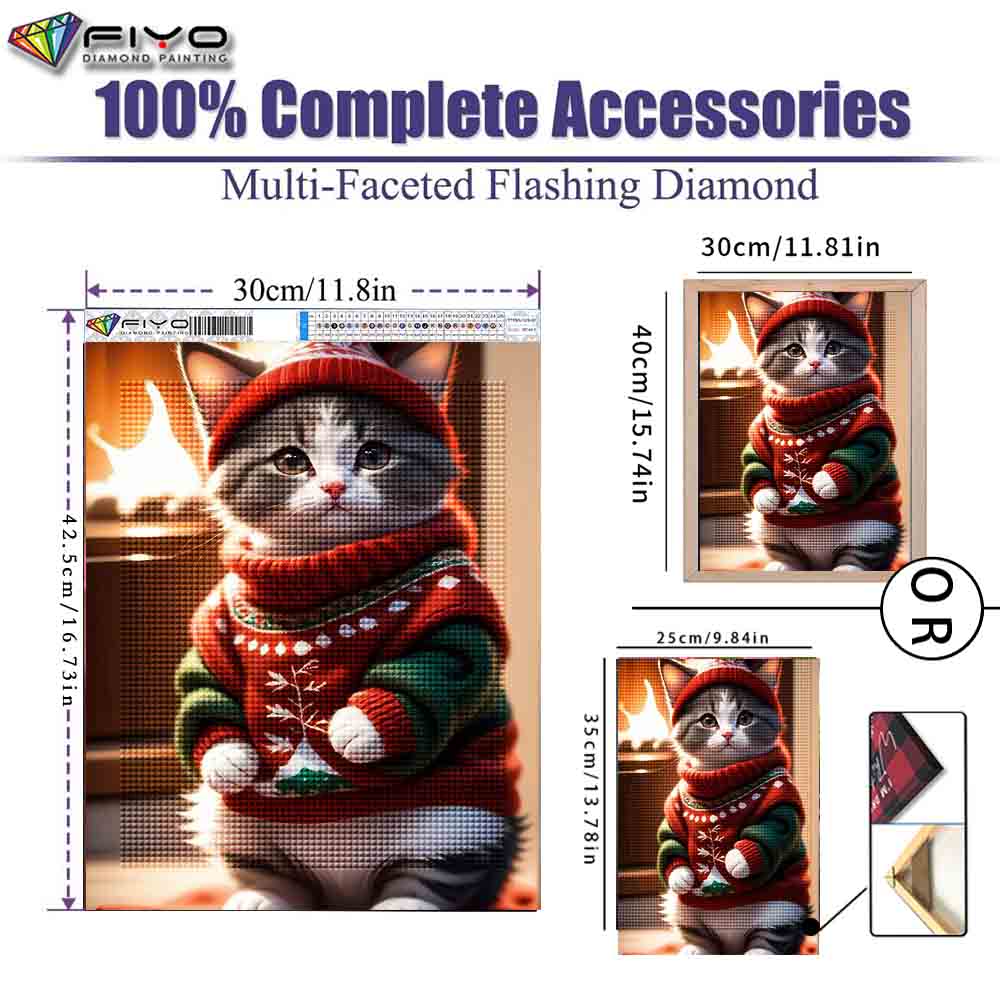 DIY полная круглая алмазная живопись вышивка крестиком 3D милый котенок животное сцена домашний деко художественное здание алмазная живопись 5d алмазная живопись