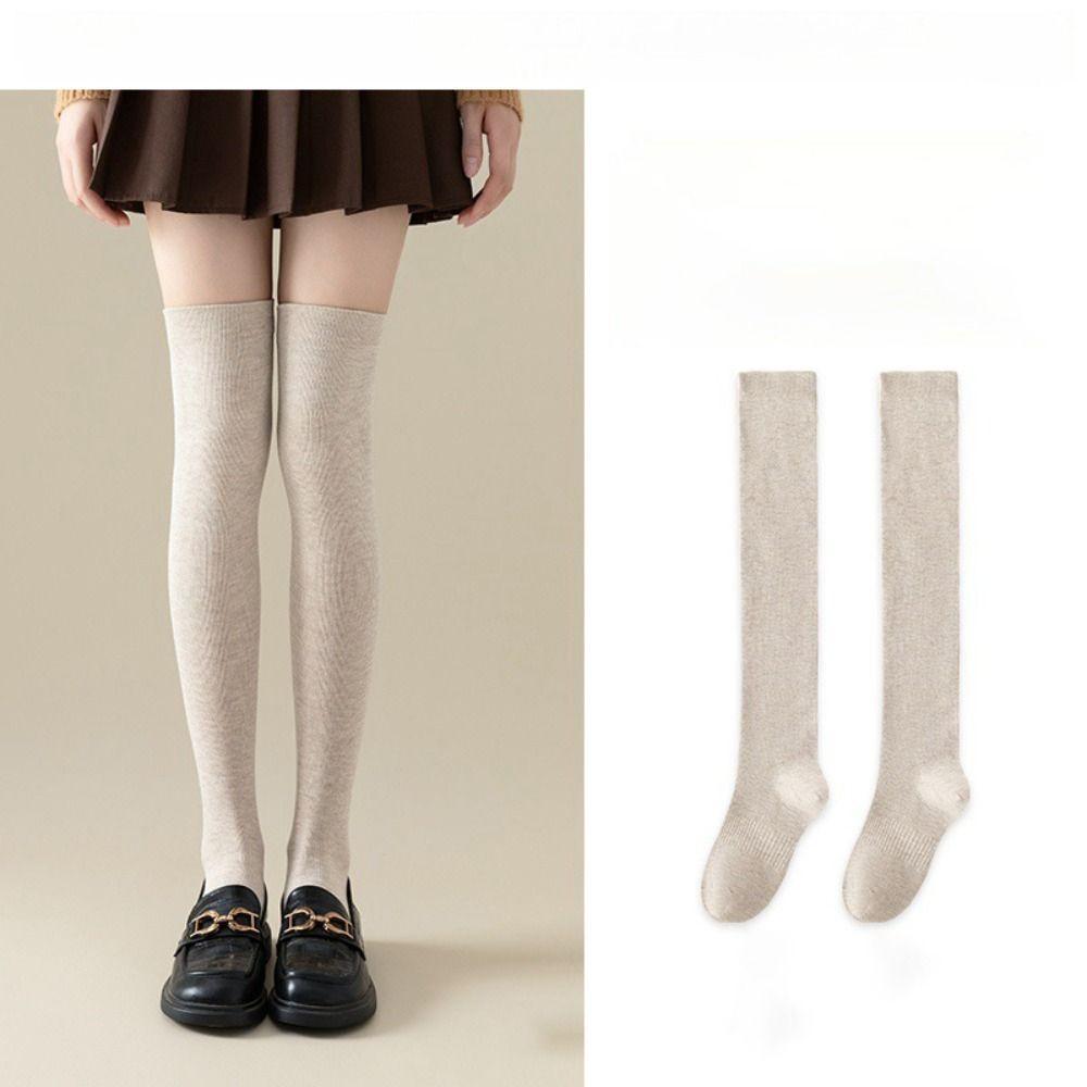 Cotton Stockings Knee High Women Hosiery Solid Color Women Long Socks Ladies Girls