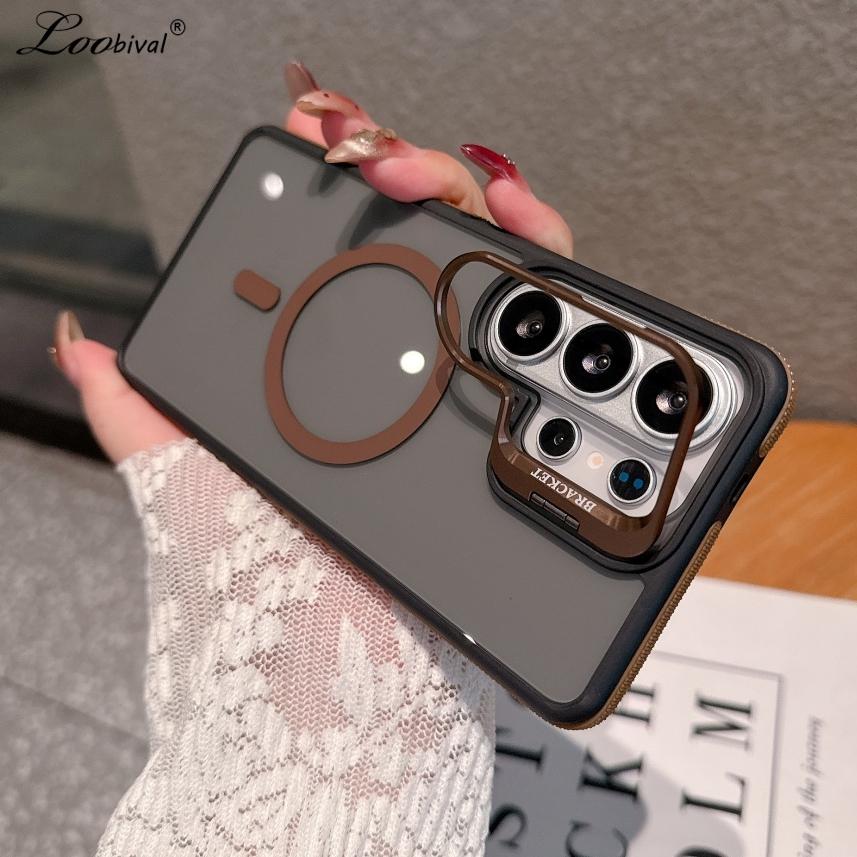 Прозрачный чехол-подставка с магнитным держателем камеры для Samsung Galaxy S26 S2 Ultra S24 Plus S23 FE S22
