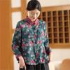 Женские рубашки в китайском стиле с цветочным принтом на пуговицах, весенние топы с отложным воротником и длинным рукавом, рубашки на пуговицах
