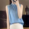 Женский жилет без рукавов однотонный на одной пуговице с оборками на воротнике, из шелковистого атласа, для работы, приталенный, весна-лето, элегантная блузка