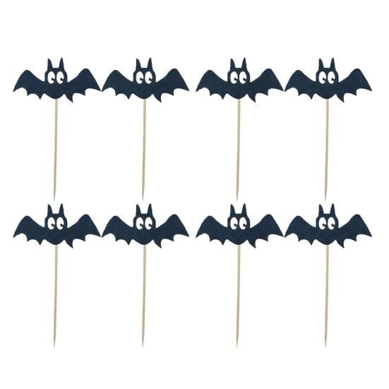 8 Pcs Halloween Bat Cupcake Toppers Black Bat Cake Picks for Halloween Baby Shower