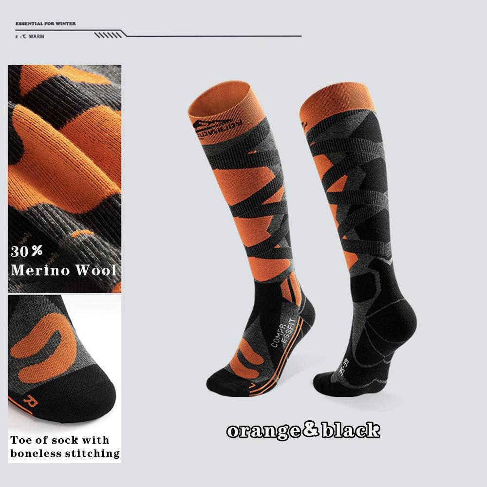Лыжные носки для мужчин и женщин, дышащие компрессионные чулки, термоноски, теплые толстые зимние носки выше колена для занятий спортом на открытом воздухе