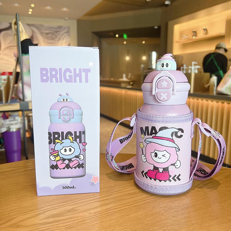 Термос-чашка с трубочкой из пищевой стали марки 316 для детей — идеально подходит для учеников начальной школы, мальчиков и девочек