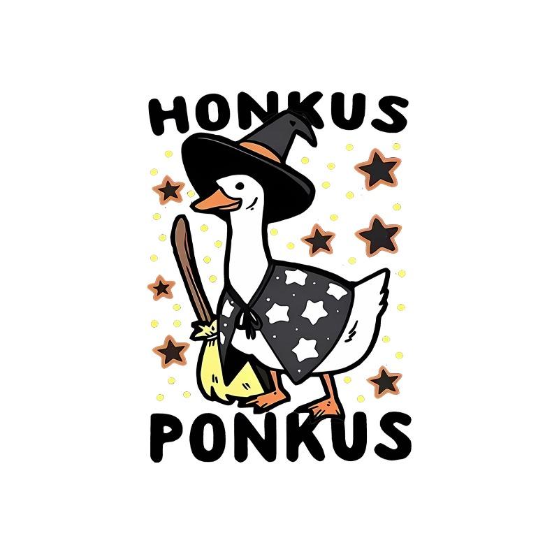 European sizes Honkus Ponkus Goose Graphic Print T-Shirt for Women, Casual Crew Neck