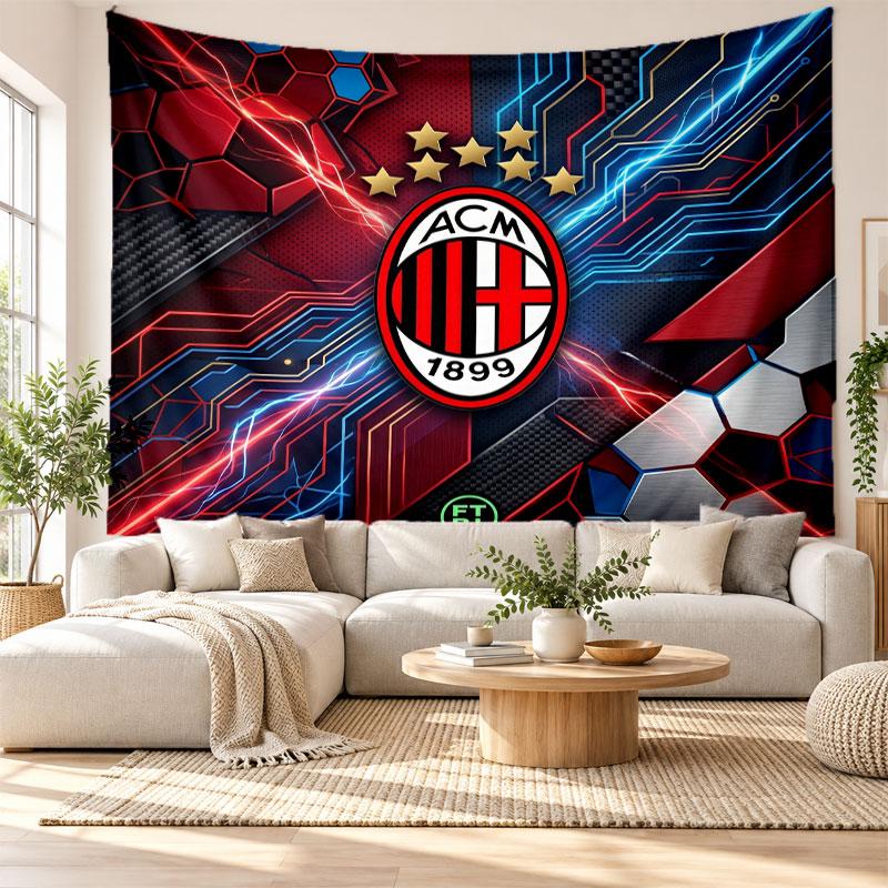 AC Milan Wall Tapestry, Soft Fabric Wall Hanging, Decorative Backdrop For Bedroom Home Wall Art