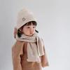 New Fashion Warm Hat Scarf Set for Kids Boy Girl Chic Cartoon Bear Knitted Hat Scarf Autumn Winter Warm Beanie Scarf Set
