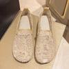 Summer Thin Mesh Shoes Women's Lace Sequins Shallow Mouth Single Shoes Linen Hollowed Out Old Beijing Cloth Shoes Fairy Wind Doudou Shoes