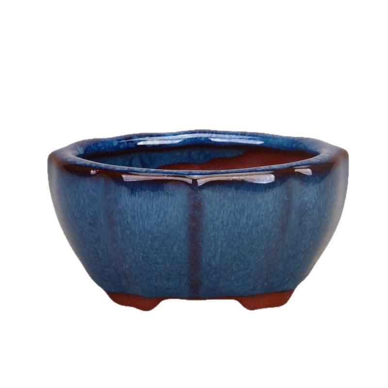 Zisha Ceramic Palm-Sized Succulent Pot for Living Room or Office, Breathable Bonsai Planter