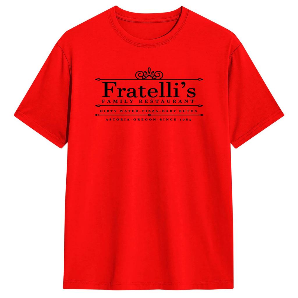Fratellis Family Restaurant The Goonies TShirts for Unisex Casual Cotton Tees Crewneck Short Sleeve T Shirts New Arrival Tops
